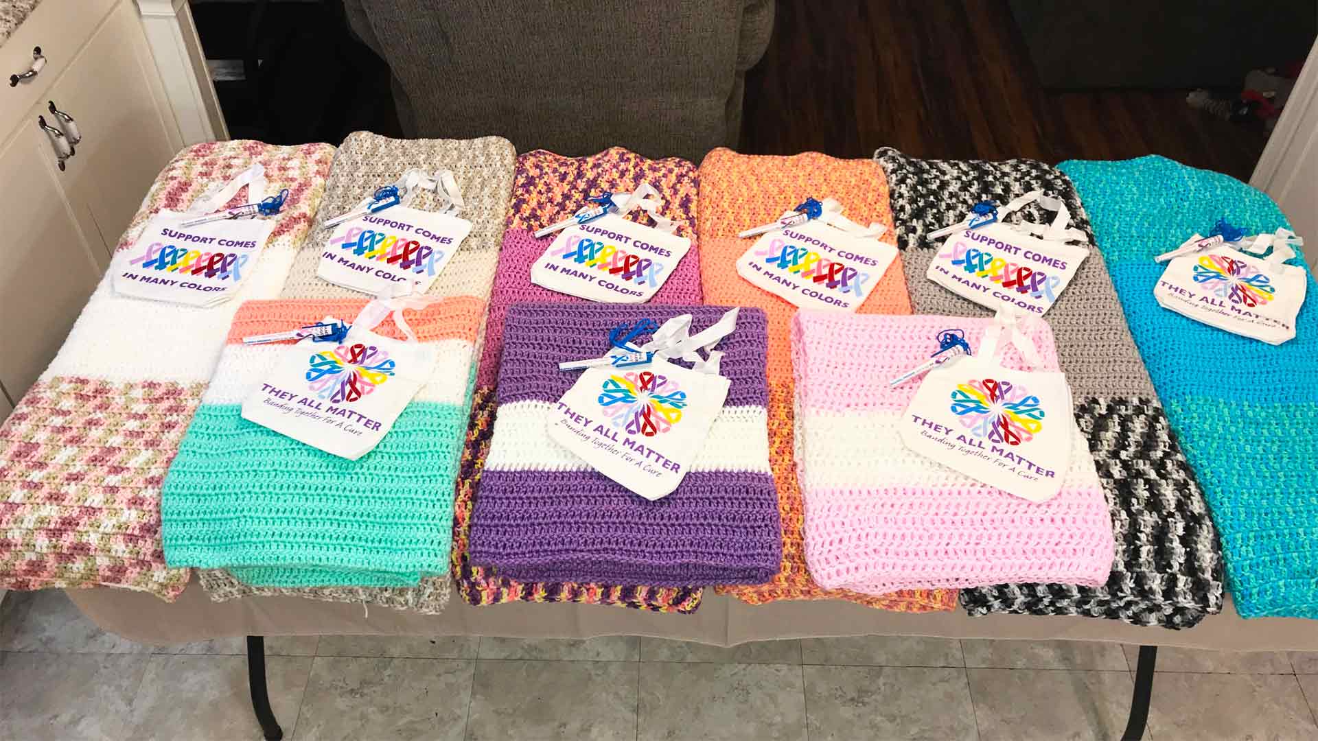 Blankets crocheted by CanCare Client